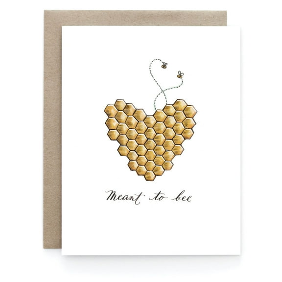 Meant to Bee Greeting Card  Cute Honeycomb Heart Design with Bees  Perfect for Anniversaries, Weddings, or Just Because  Blank Inside with Envelope Included