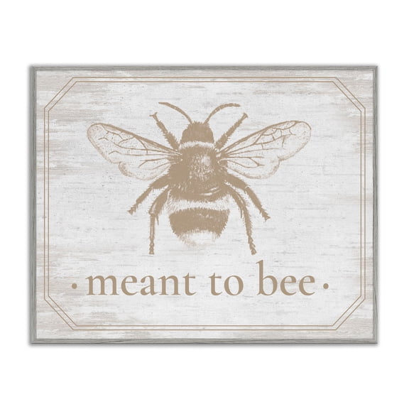 Meant To Bee Rustic Border Gray Framed Giclee Art, design by Lettered and Lined