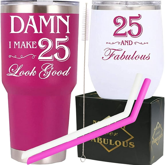 Meant2Tobe | 25Th Birthday Gifts For Women 25 And Fabulous Tumbler 25