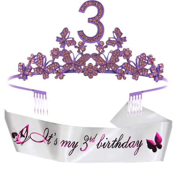 Meant2Tobe | 3Rd Birthday Gifts For Girls3Rd Birthday Purple Butterfly Crown