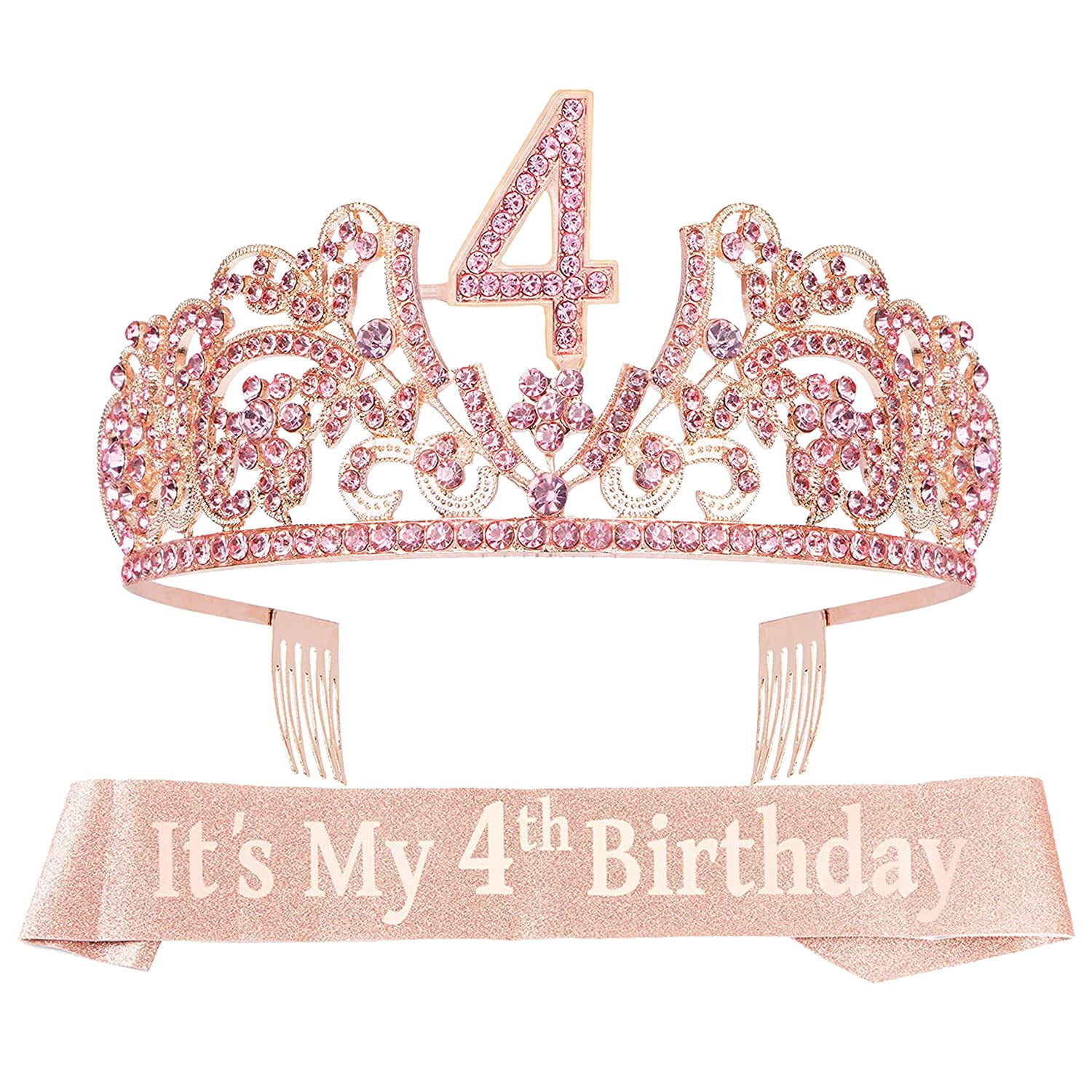 Meant2Tobe | 4Th Birthday Gifts For Girl 4Th Birthday Tiara And Sash 4Th