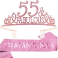 thumbnail image 1 of Meant2Tobe 55Th Birthday Gifts For Women55Th Birthday Tiara And Sash Pink | 2, 1 of 13