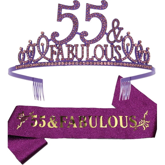 Meant2Tobe | 55Th Birthday Gifts For Women55Th Birthday Tiara And Sash Purple