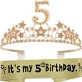 thumbnail image 1 of Meant2Tobe | 5Th Birthday Gifts For Girls 5Th Birthday Tiara And Sash 5Th, 1 of 9