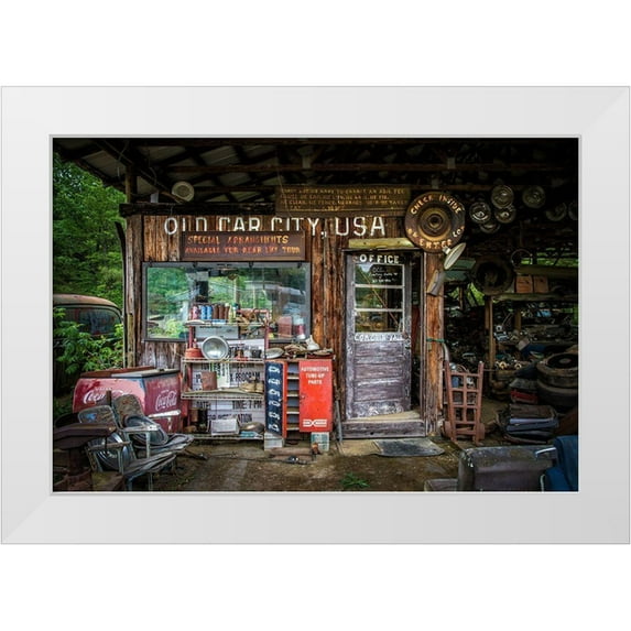 Mearman, Tony 32x23 White Modern Wood Framed Museum Art Print Titled - Old Car City