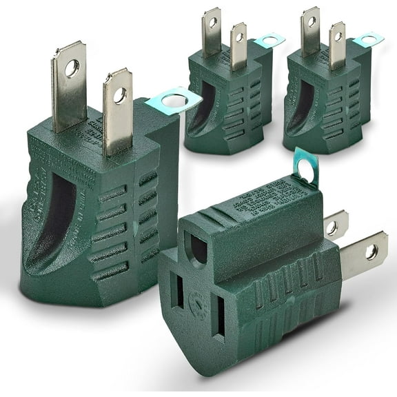 MeasuPro 3-Prong to 2-Prong Grounding Adapter Plug - 4 Piece for Wall Outlets - Converters for Outlets, Electrical, Household, Workshops, Industrial, Machinery, Appliances - UL Listed, Gray, Polarized