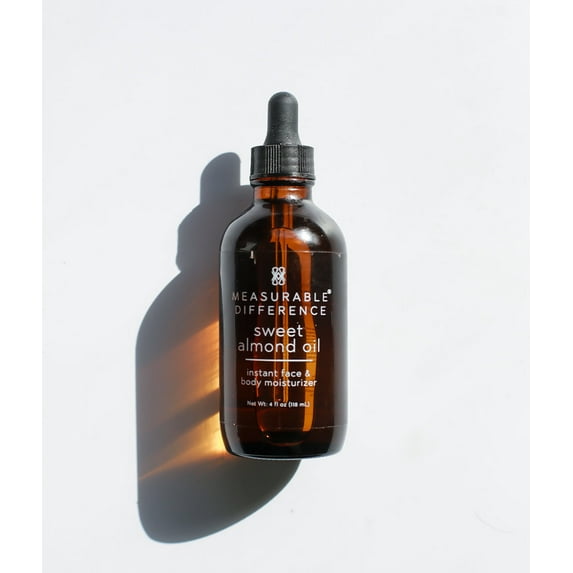 Measurable Difference Sweet Almond Oil Instant Face & Body Moisturizer, 4oz - Quickly Absorbs to Lock In Moisture, Reduce Irritation and Puffiness
