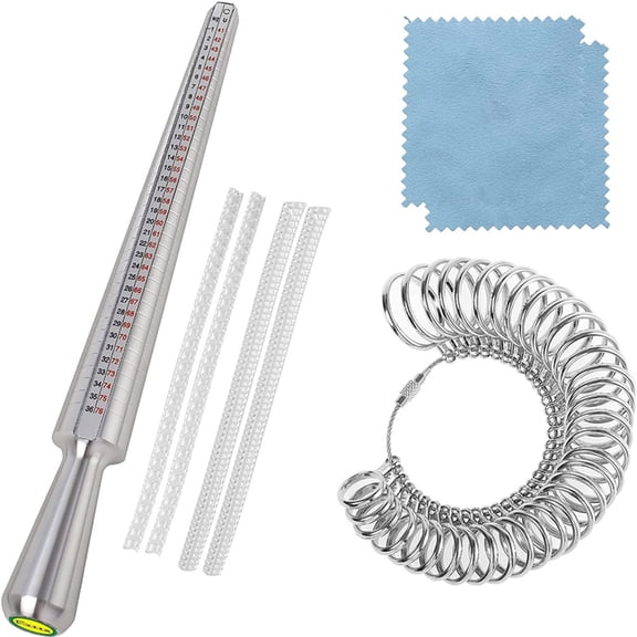 Measure Sizing Set Metal Mandrel Gauge Sizer Measuring Tool Jewelry Tools Sizers Polishing Cloths