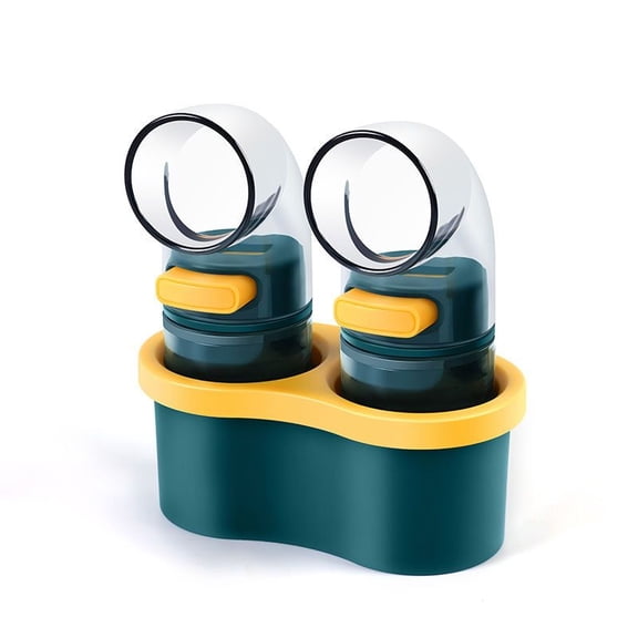 Measured Salt Dispenser 2-Pack with Tray, 0.5g Per Click Dark Green Salt and Pepper Shakers, Portion Control Kitchen Tools, Jade Green Spice Jars with Matching Base