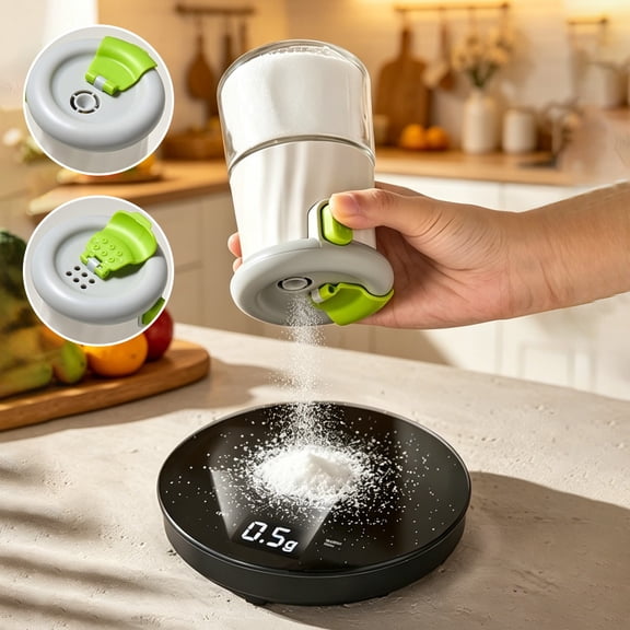 Measured Spice Jar 2-in-1 Portion Control Salt Dispenser 0.5g Fixed Portion Even Sprinkle Wide Mouth Spice Container for Healthy Low-Salt Cooking Kitchen Meal Prep