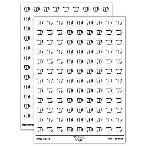 Measuring Cup Baking Cooking 200+ Round Stickers - White - Gloss Finish - 0.50" Size