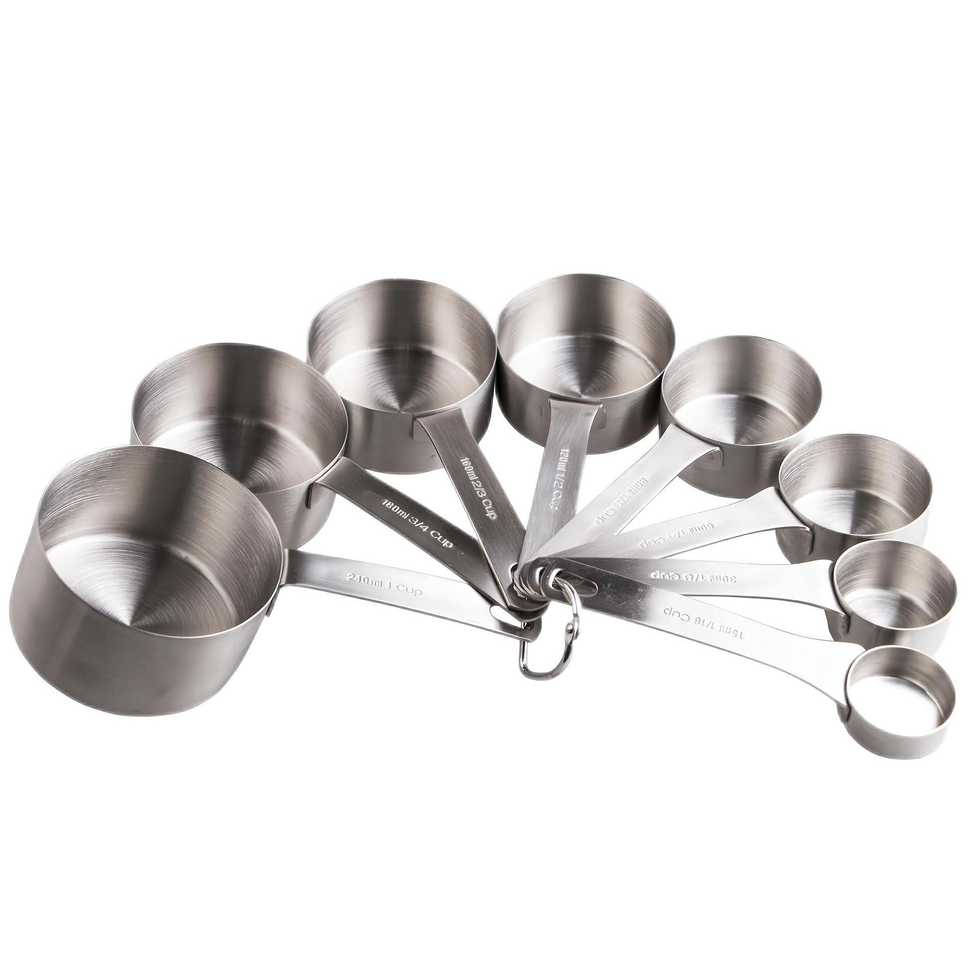 Measuring Cup Set Of 8  18/8 Stainless Steel Cups For Kitchen & Baking Heavy Duty Metric Measure With 2/3 3/4 Meaure