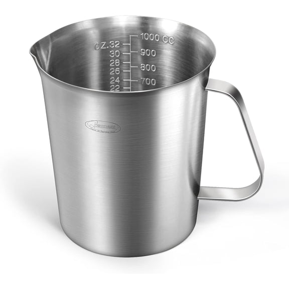 Measuring Cup, [Upgraded, 3 Measurement Scales, Including Cup Scale, ML Scale, Ounce Scale], Stainless Steel Measuring Cup with Marking with Handle, 32 Ounces (1.0 Liter, 4 Cup)