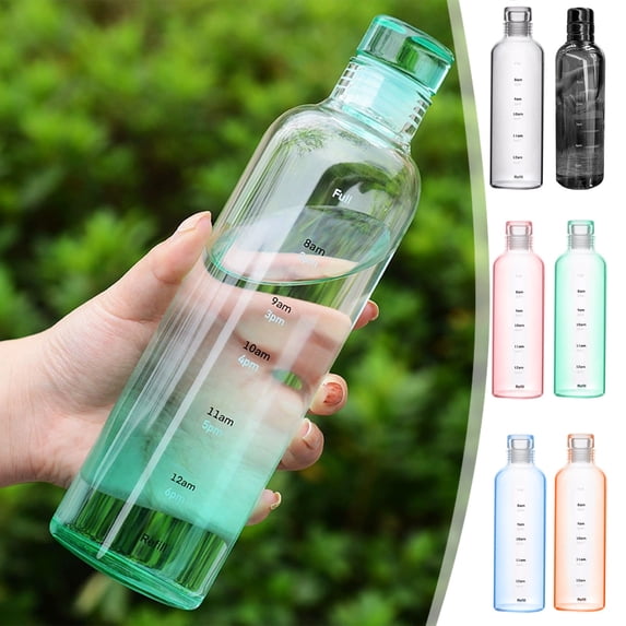 Measuring Cup Water Bottle, Transparent Plastic Leakproof Travel Mug with Brushed Matte Grip, Portable Tea Infuser for Hot and Cold Beverages, Unisex Office Commute Companion, Topliu