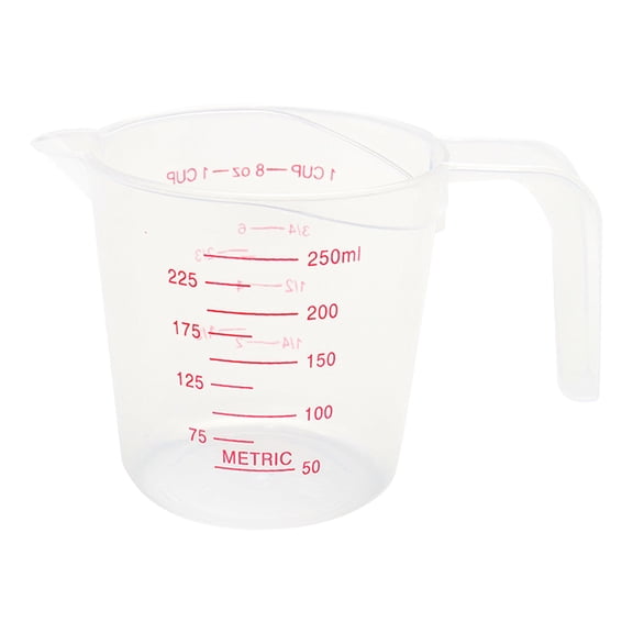 Measuring Cups, 1 Pc 1 Cups Plastic Liquid Measuring Cup, 250ml Clear Plastic Measuring Cup for Liquids, Baking, Cooking, Mixing & Measuring Cups, Essential Kitchen Tools, White, 250ml