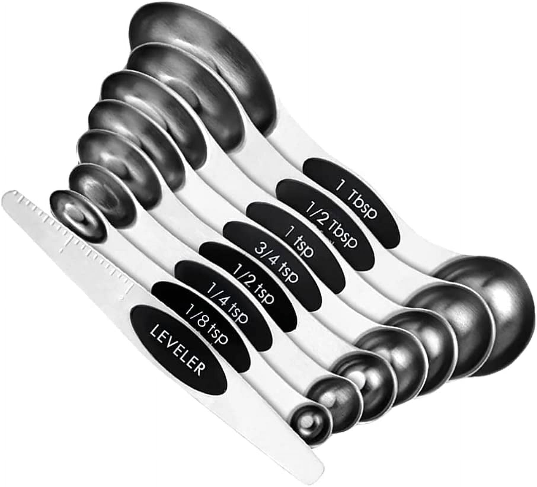Magnetic Measuring Spoons Set of 9 Stainless Steel Stackable Dual Sided  Teaspoon Tablespoon-Black - Measuring Cups & Spoons - New York, New York, Facebook Marketplace