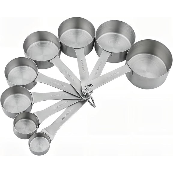 Measuring Cups Set 8, 18/8 Stainless Steel Measuring Cups Set, Metal Measuring Cups With 1/8, 1/4, 2/3, 3/4 Measuring Cup for Kitchen & Baking