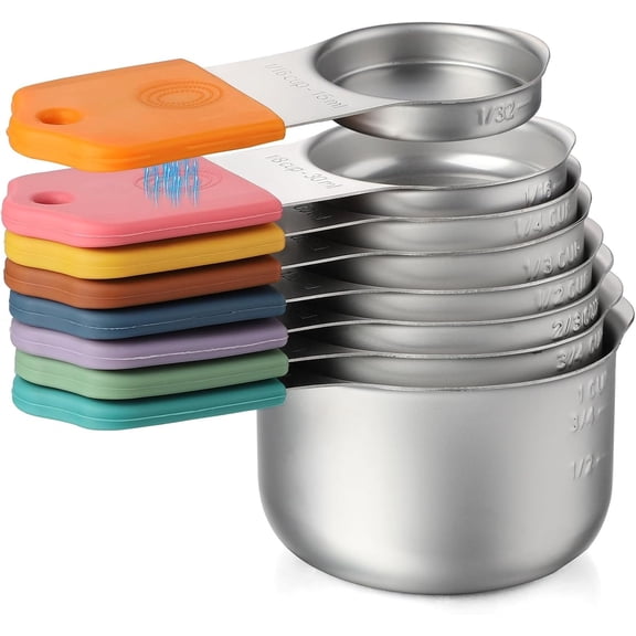 Measuring Cups Set 8 Stainless Steel Stackable Nesting Measuring Cups for Measuring Dry and Liquid Ingredients