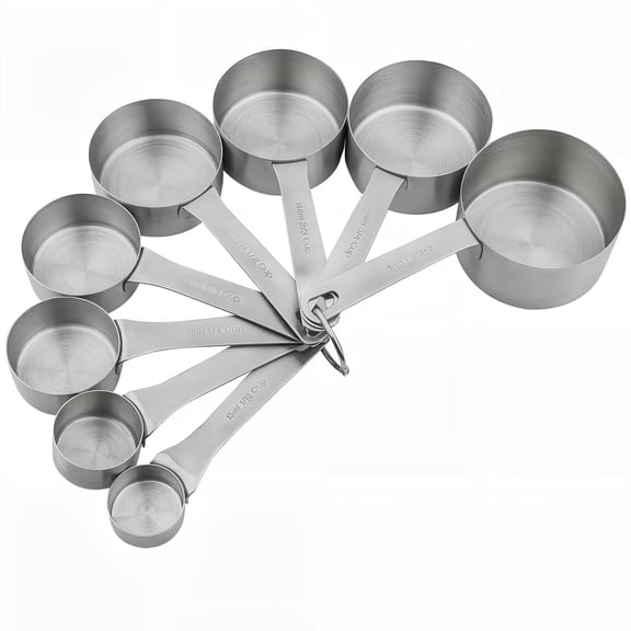 Measuring Cups Set Siliver-8cups 18/8 Stainless Steel Kitchen Baking Utensil
