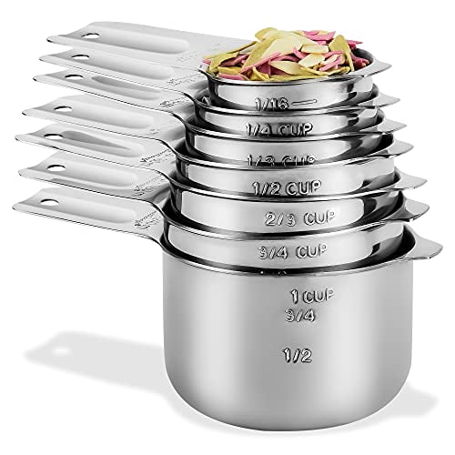Measuring Cups Set,Stainless Steel Measuring Cup Set 7,18/8 Stainless Steel Measuring Cups for Kitchen,Metal Meausing Cups for Baking,Dry Nesting Measuring Tools-3/4,2/3 Measure Cup