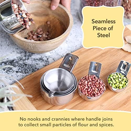 Measuring Cups Set of 7, Stackable, 304 Premium Stainless Steel, Kitchen Gadgets for Measure Liquid and Dry Ingredients, Cooking & Baking