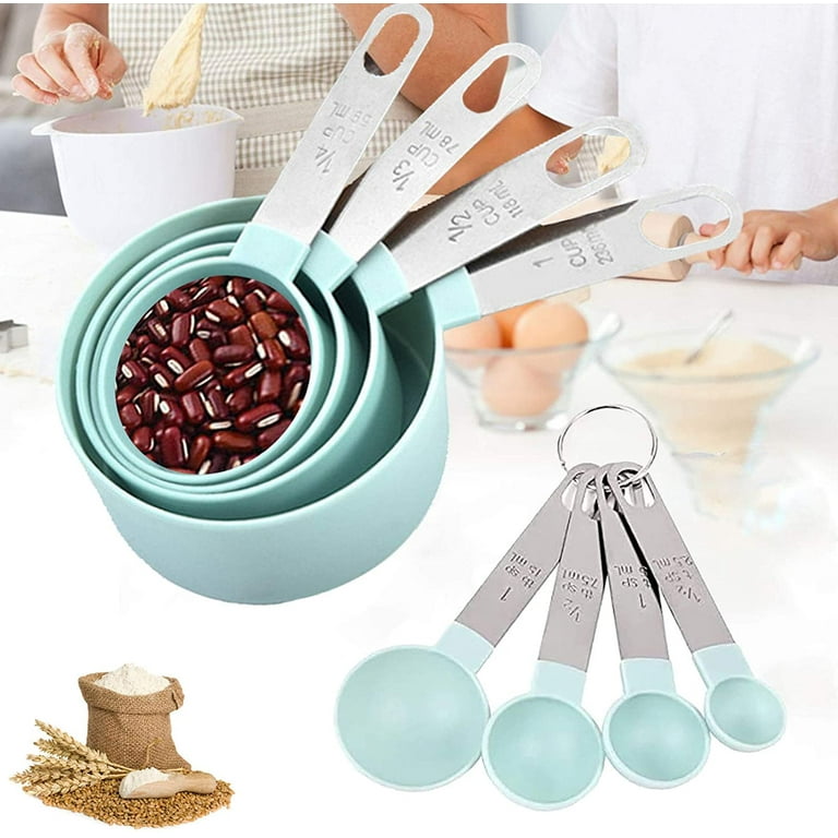 Measuring Cups And Measuring Spoons, 8 Pieces Stackable Measuring Cups &  Spoons Set Measure Dry Liquid Ingredients With Stainless Steel Handle For  Bak