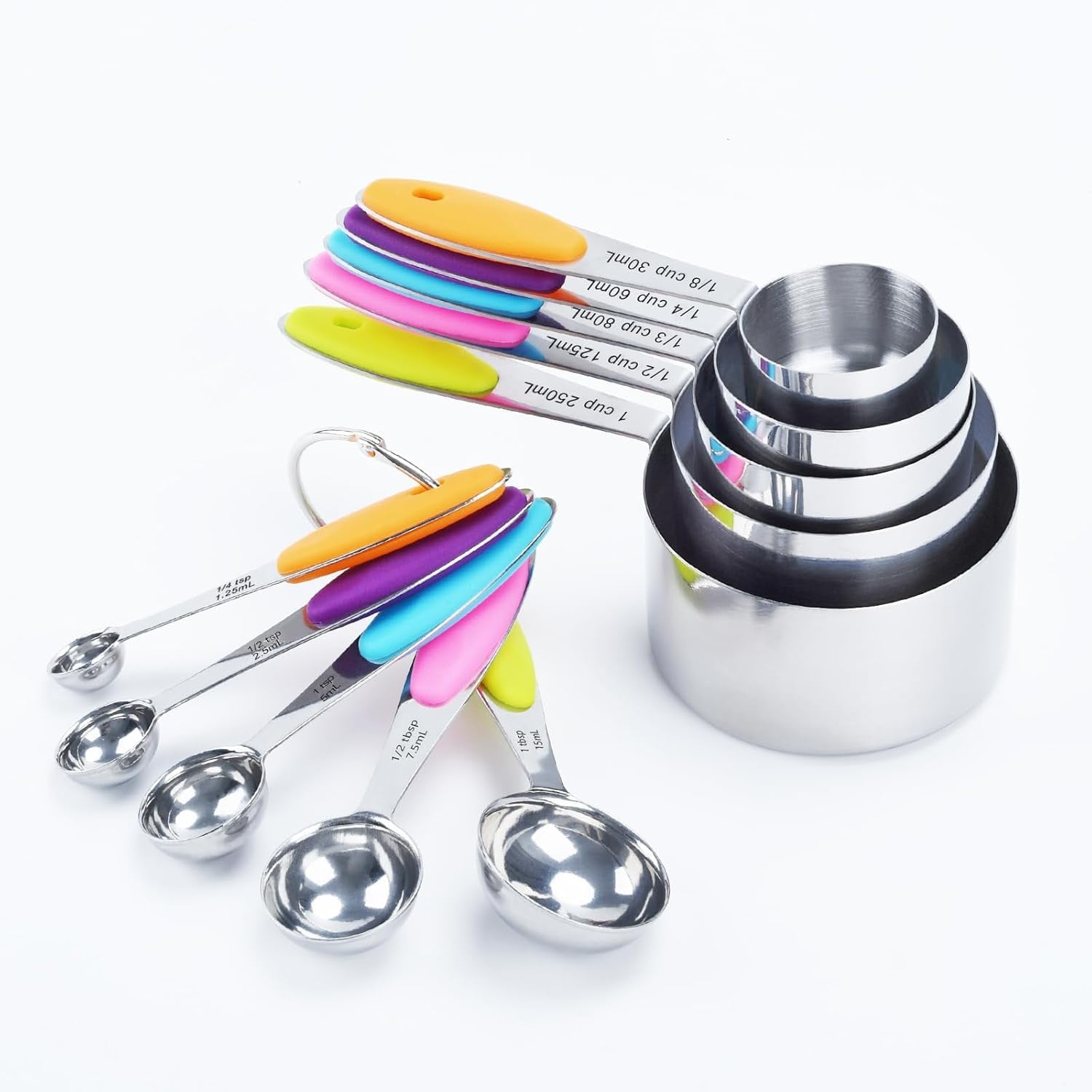 Measuring Cups and Spoons Set, Set of 10 Stainless Steel Measuring Cups ...
