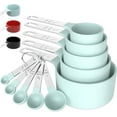thumbnail image 1 of Measuring Cups & Spoons Set, Stackable Cups and Spoons, Nesting Measure Cups with Stainless Steel Handle, Kitchen Gadgets for Cooking & Baking (Green), 1 of 8