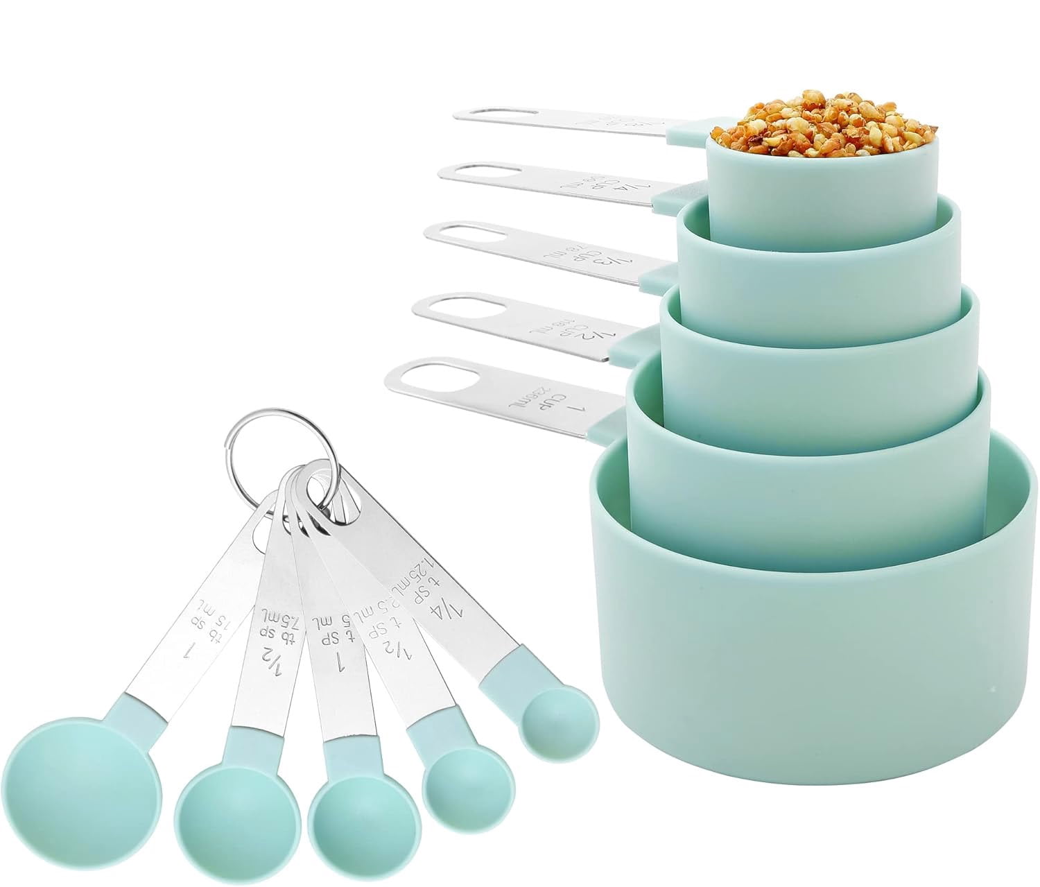 Measuring Cups & Spoons Set, Stackable Cups and Spoons, Nesting Measure Cups with Stainless Steel Handle, Kitchen Gadgets for Cooking & Baking - Walmart.com