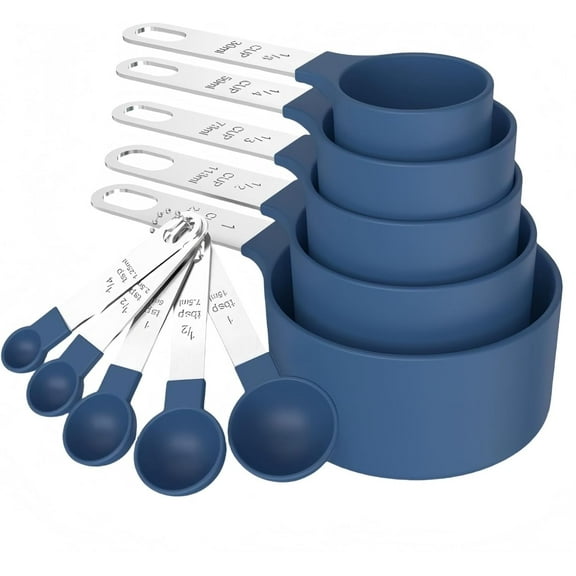 Measuring Cups & Spoons Set, Stackable Cups and Spoons, Nesting Measure Cups with Stainless Steel Handle, Kitchen Gadgets for Cooking & Baking