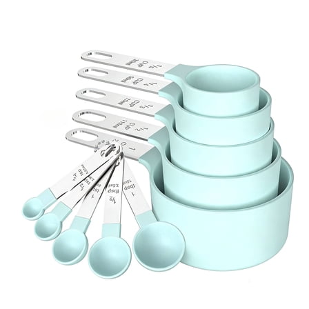 Measuring Cups and Spoons Set, 10 Pieces Stackable Measure Tools with Stainless Steel Handles, Kitchen Gadgets for Cooking & Baking