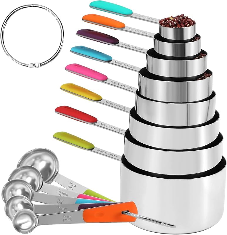 Measuring Cups and Spoons Set Stainless Steel 11 Piece for Cooking and ...