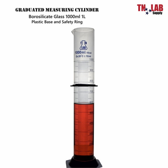 Measuring Cylinder 1000ml 1L Class A Borosilicate Glass with Plastic Base