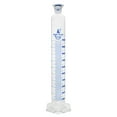 thumbnail image 1 of Measuring Cylinder, 1000ml - Class B - Fitted with Interchangeable 29/32 Polypropylene Stopper - Sub. Div.: 10.0ml, Tolerance: 10.00ml - Round Base, Blue Graduations - Borosilicate Glass - Eisco Labs, 1 of 1