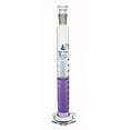 thumbnail image 1 of Measuring Cylinder, 100ml - Class B - Fitted with Interchangeable 19/26 Polypropylene Stopper - Sub. Div.: 1.0ml, Tolerance: 1.0ml - Hexagonal Base, Blue Graduations - Borosilicate Glass - Eisco Labs, 1 of 1