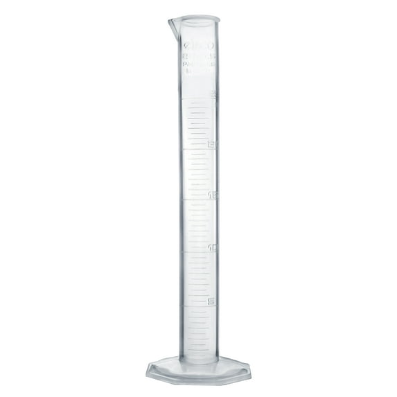 Measuring Cylinder, 25ml - Class B Tolerance - Octagonal Base - TPX Plastic - Industrial Quality, Autoclavable - Eisco Labs