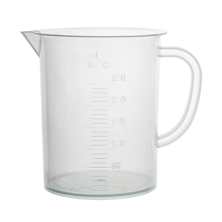 Measuring Jug, 250ml - Polypropylene Plastic - Raised Graduations - Chemical Resistant, Autoclavable - Handle for Convenient Lifting - Eisco Labs