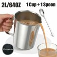 thumbnail image 1 of Ihvewuo Stainless Steel Measuring Cup Metal Measuring Cup with Handle and Pour Lip (2Marking Including ML/Ounce Scale) Include a Stirring Spoon 64 Ounces (8Cup 2000 ML), 1 of 11