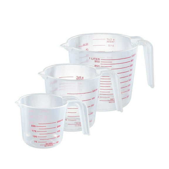 Measuring Jugs Set 250ML 500ML 1000ML Clear Measuring Cup for Cooking Baking, Plastic Measuring Jug BPA Free Stackable Plastic Jugs with Handle, Easy to Read Measurements, Cook with Accuracy
