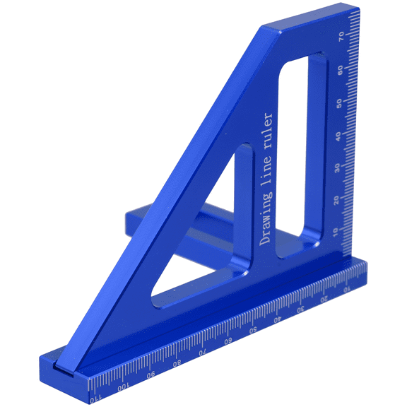 Blue Aluminum Alloy Multifunctional Triangle Ruler for Woodworking with 45 90 Degree Angle Measurement