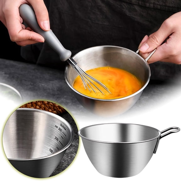 Measuring Mixing Bowl Non- Base Prep Bowl Stainless Steel Built-In Scale Kitchen Bowl for Baking, Cooking, Whisking Eggs & Food Prep Use