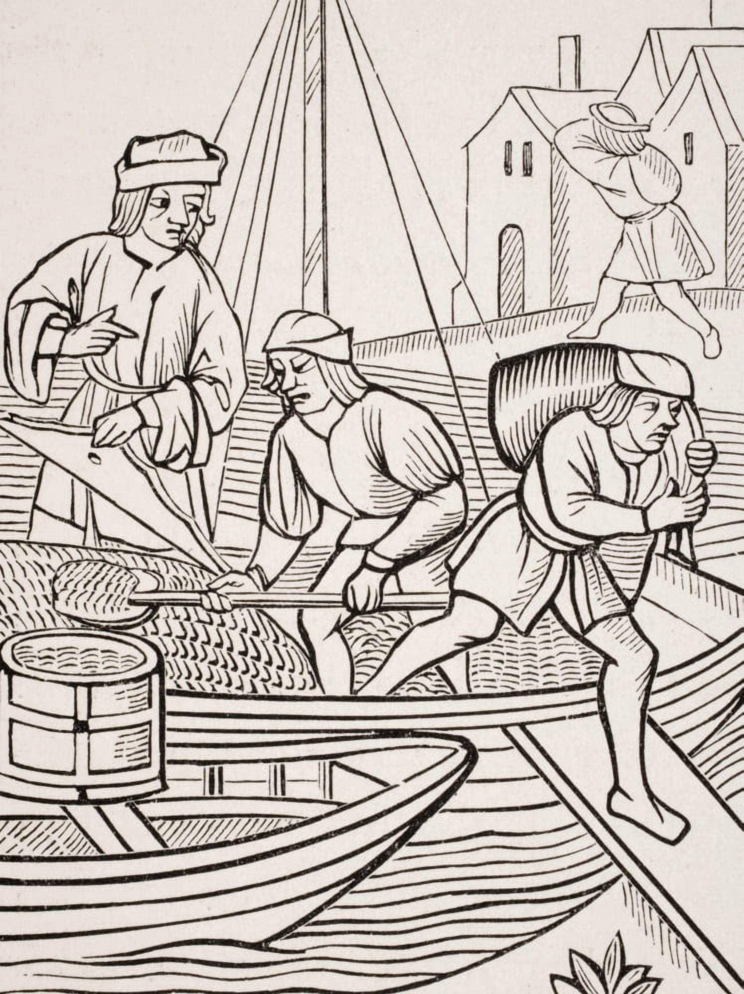 Measuring Salt 19Th Century Reproduction Of Woodcut In Ordonnances De La Prevoste Des Marchands De Paris Dated 1500 Canvas Art - Ken Welsh Design Pics (24 x 32)