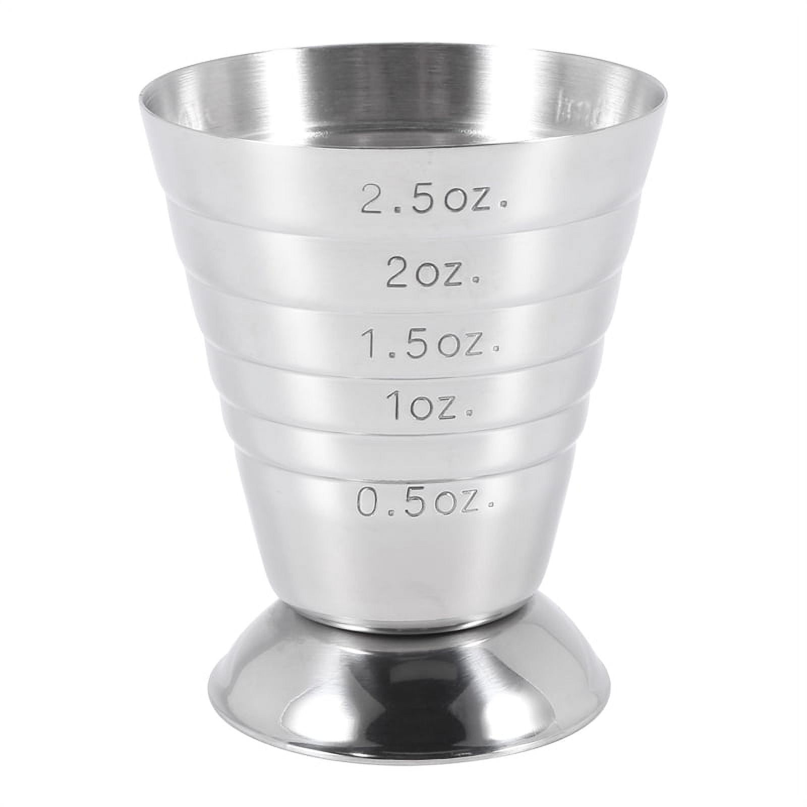 Cyrank 2pcs Measuring Cup, Stainless Steel Cocktail Jigger 2.5 oz, 5 Tbsp7, 5 ml Mini Alcohol Measuring Tools Metal Shot Jigger with Scale for Bar