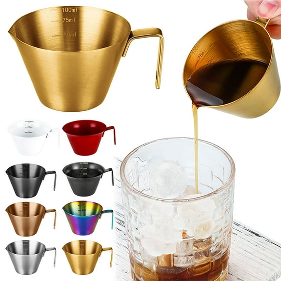 Measuring Shot Cups Basdi Stainless Steel Measuring Shot Cups with Scale - 304 Grade Accurate Coffee Extraction Tool, Barista-Grade Brewing Accessory, Home & Café Liquid Measurement Solution, Black