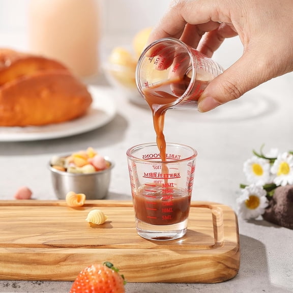 Measuring Shot Glass With Clear Markings, 30Ml/1Oz Glass Measuring Cup For Baking, & Espresso ,Clear,50Ml