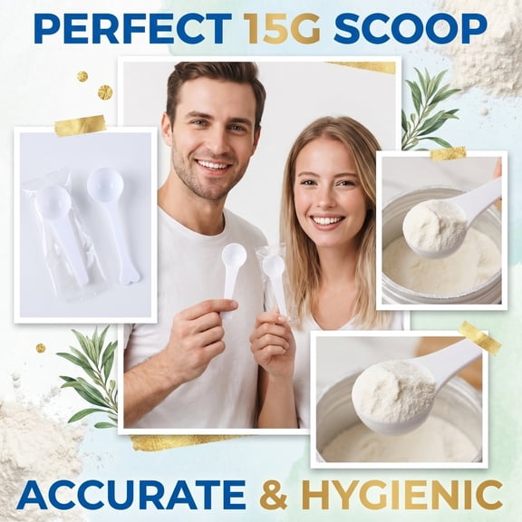 Measuring Spoon 0.53 Ounce Capacity Individually Wrapped for Protein Powder and Supplements used in Meal Prep and Nutritional Portion Control Use A047 White