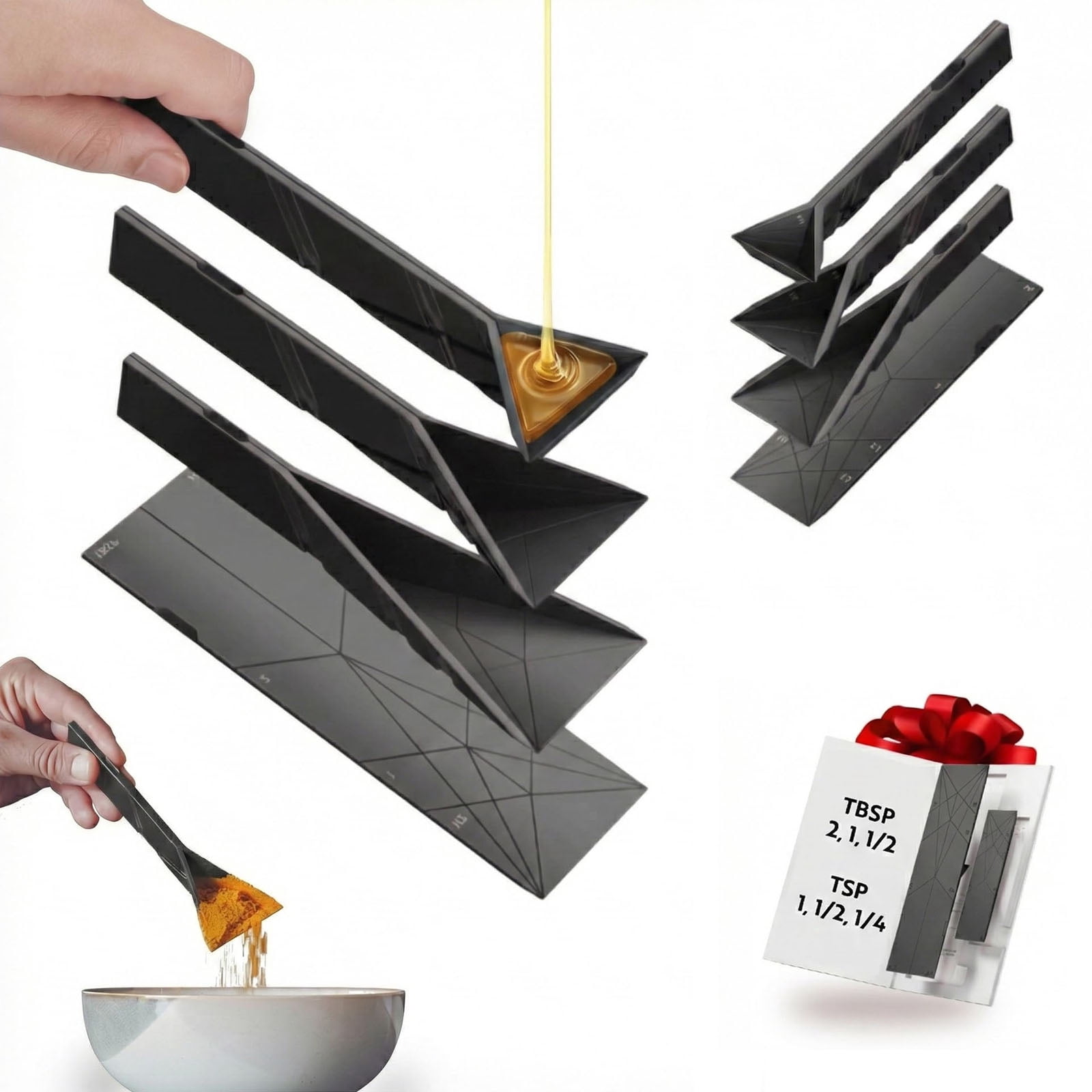 Cooked Chicken Packaging Measuring Spoon,Flat 3-in-1 Folding Measuring Spoons | 2 Spoons fold ...