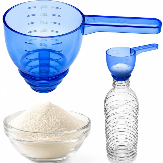 Measuring Spoon Funnel, Powder Scoop with Measuring Scale for Protein Powder, Coffee, Pet Food, Laundry Detergent and Liquids