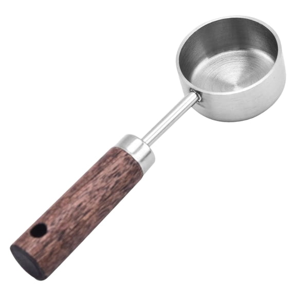 Measuring Spoon,Stainless Steel Measuring Spoon,Food-grade Coffee Scoop ,Measuring Scoop with Woodle Handle,Teaspoons for Measuring Dry and Liquid Ingredients,1.77x4.52 inch(Silver)