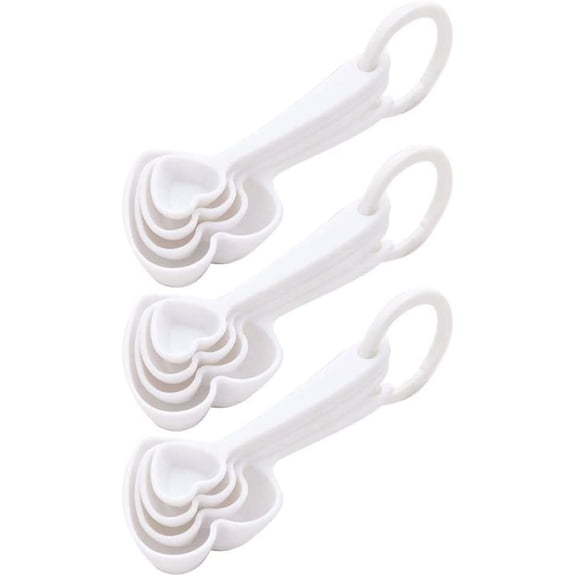 Measuring Spoons 3 Set Heart Shape Plastic Coffee Scoop Tablespoon Mixing Measure Scoop for Kitchen Baking Cooking Coffee Milk Protein Cocoa Brewing Tea Sugar Flour